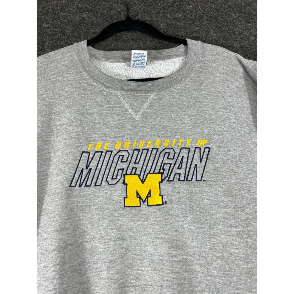 Vintage 90s Michigan Wolverines Sweatshirt Mens XXL Gray Russell Athletic USA